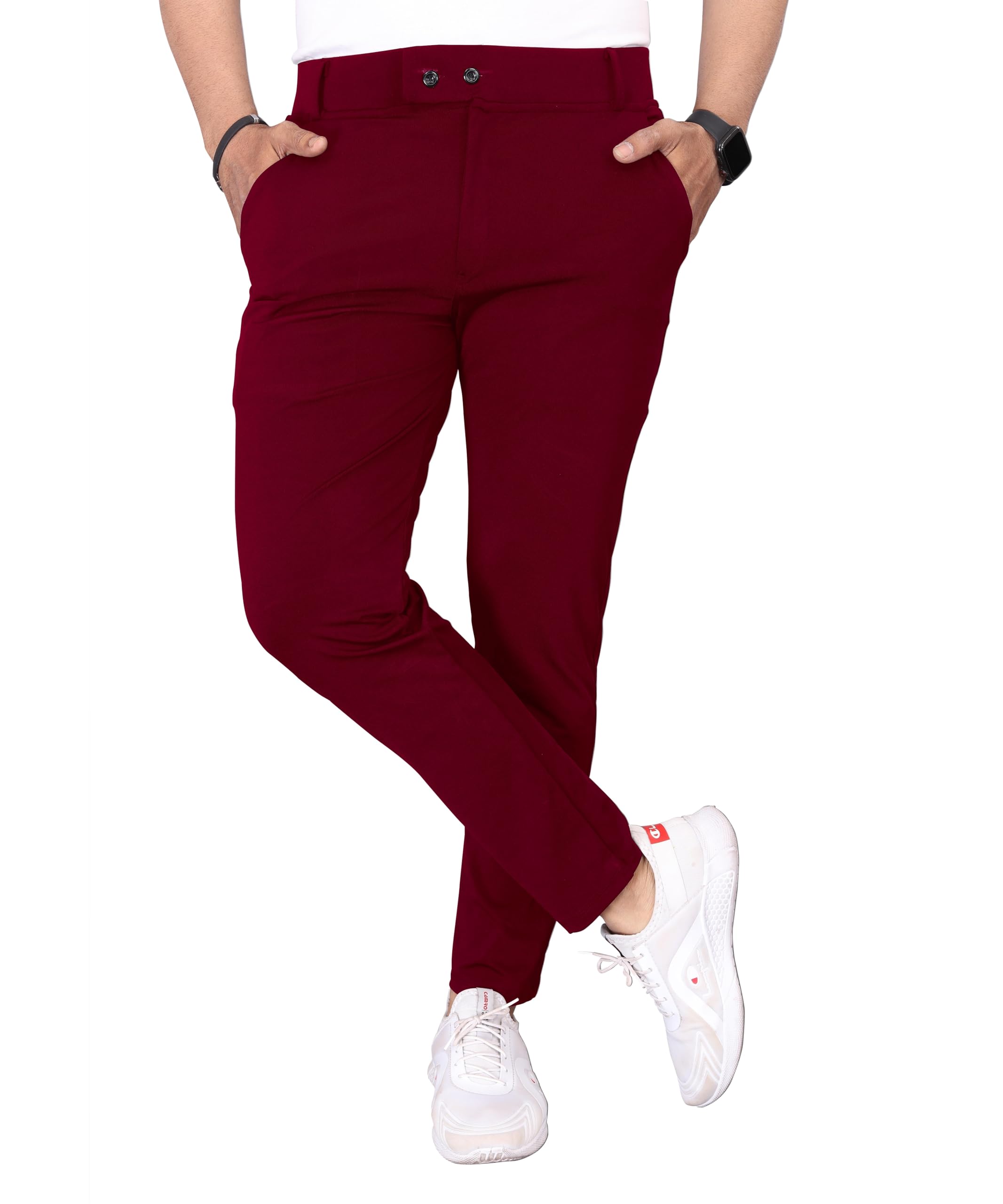 valley Mehrang Men's Stretchable Stretchable Formal Pant Trousers | Stylish Slim Fit Men's Wear Trousers for Office or Party | Polycotton Knitted Fabric (in, Numeric, 36, Regular, Wine)-picture-29