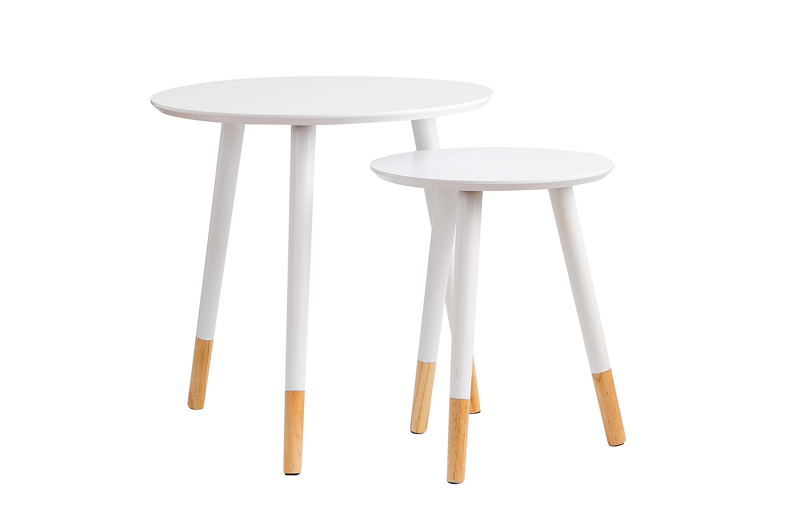Aspect Dina Set of 2 Nesting, Occasional Table (White), wood, L:48 Diameter x48(H) cm./S:33 Diameter x40(H) cm