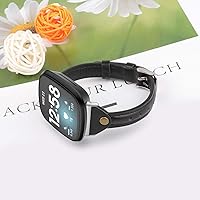 Vista 3 de Minyee Compatible con Fitbit Versa 4/Versa 3/Sense 2/Sense Band para mujer, correa de cuero delgada y fina, pulsera para reloj inteligente Fitbit