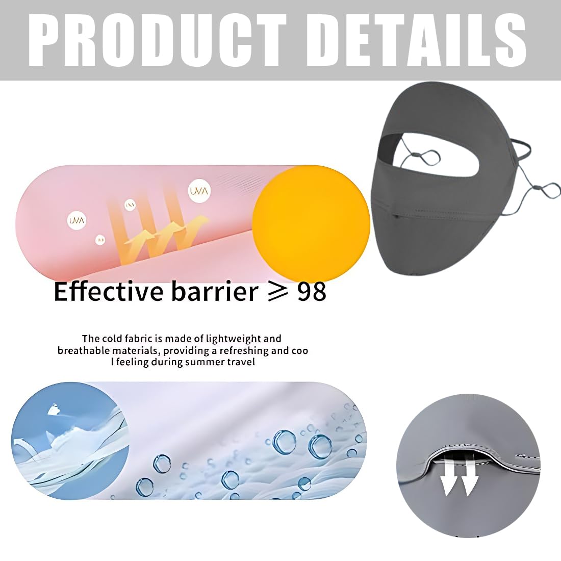 Masque UV,Couvre-Protection Solaire - Masque en Tissu - Masque Facial Léger Unisexe pour Adulte-Protection Solaire D'été Réutilisable pour Femmes, pour Le Cyclisme, La Randonnée Et Les Sports De