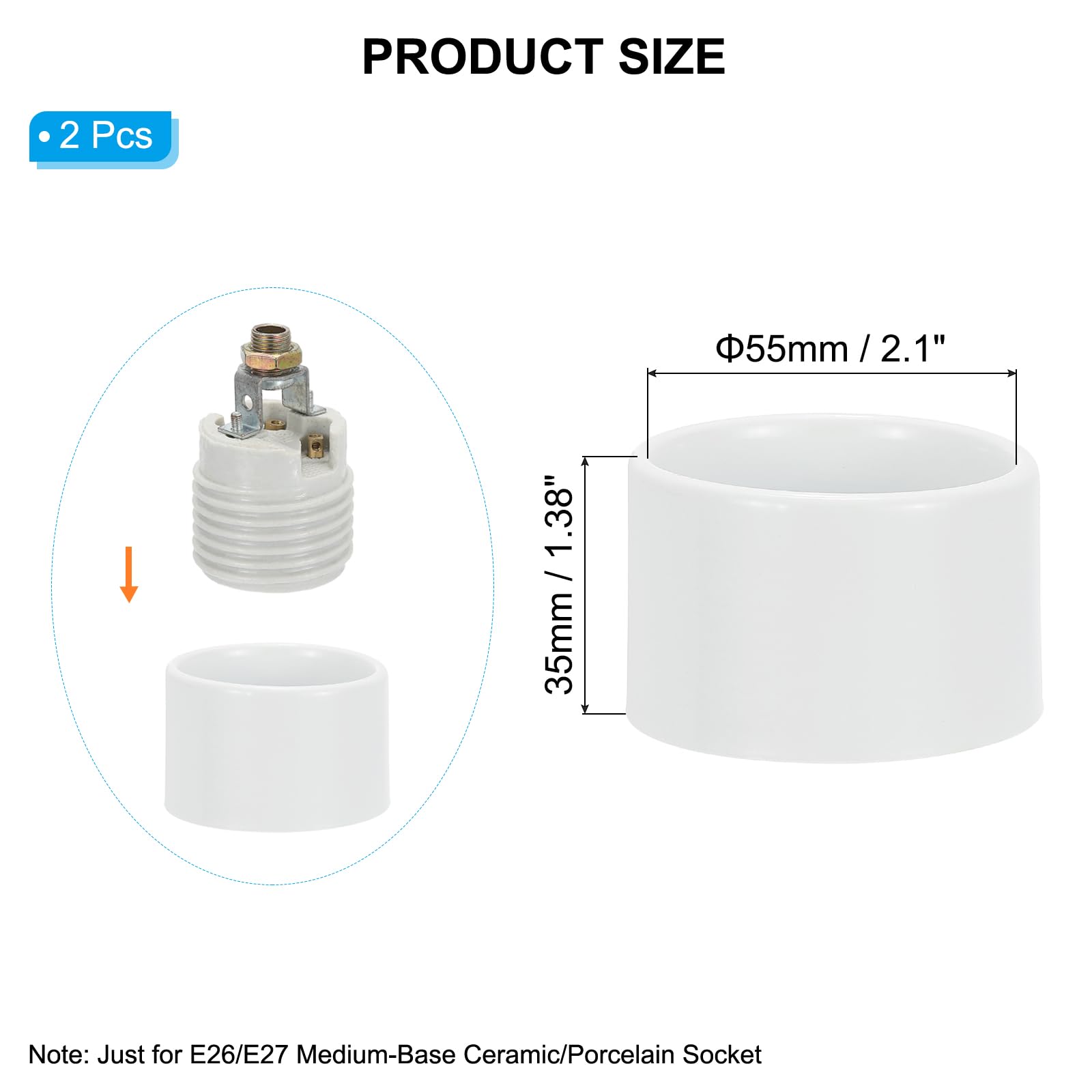 PATIKIL 2pcs White Metal Socket Ring, 2.1 Inch Diameter, 1.38 Inch Height - Image 2