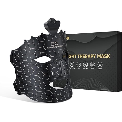 Red Light Therapy for Face, Light Therapy Mask for Firming, Wrinkles & Acne, Wireless Red & 850nm Infrared Light Silicone Mask, 7-Color LED Face Mask Portable for Use at Home & Travel, Black