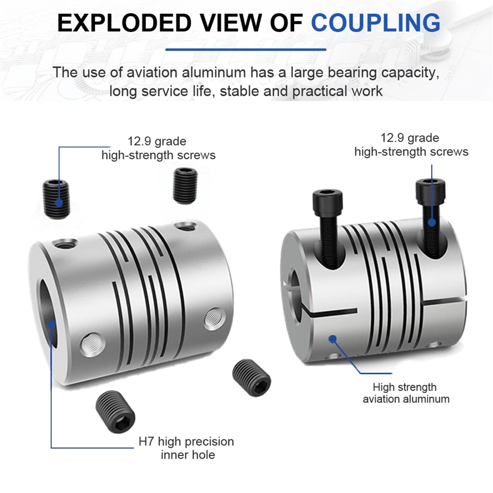Parallelleitungskupplung LT D40L45 Motor Flexible Wellenkupplung Aluminiumlegierung Anschluss Encoder 3D-Drucker Nut Kardan(LT-D-D40L45 11X11)