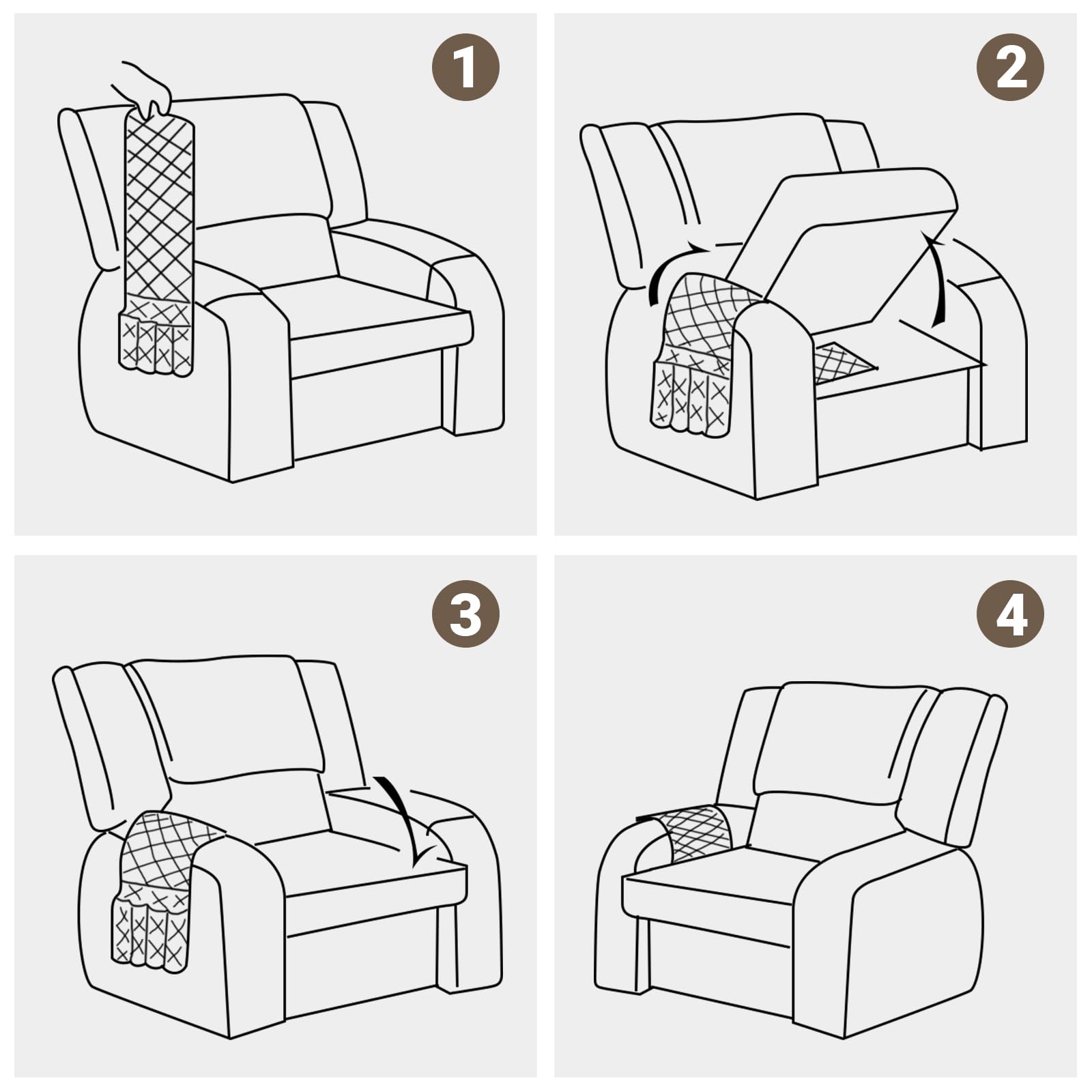 Meeall Armchair Caddy & Remote Control Holder for Couch & Recliner | Non-Slip Armrest Organizer with 6 Pockets for TV Remote, Phone, Tablet, Magazine & More, Chocolate