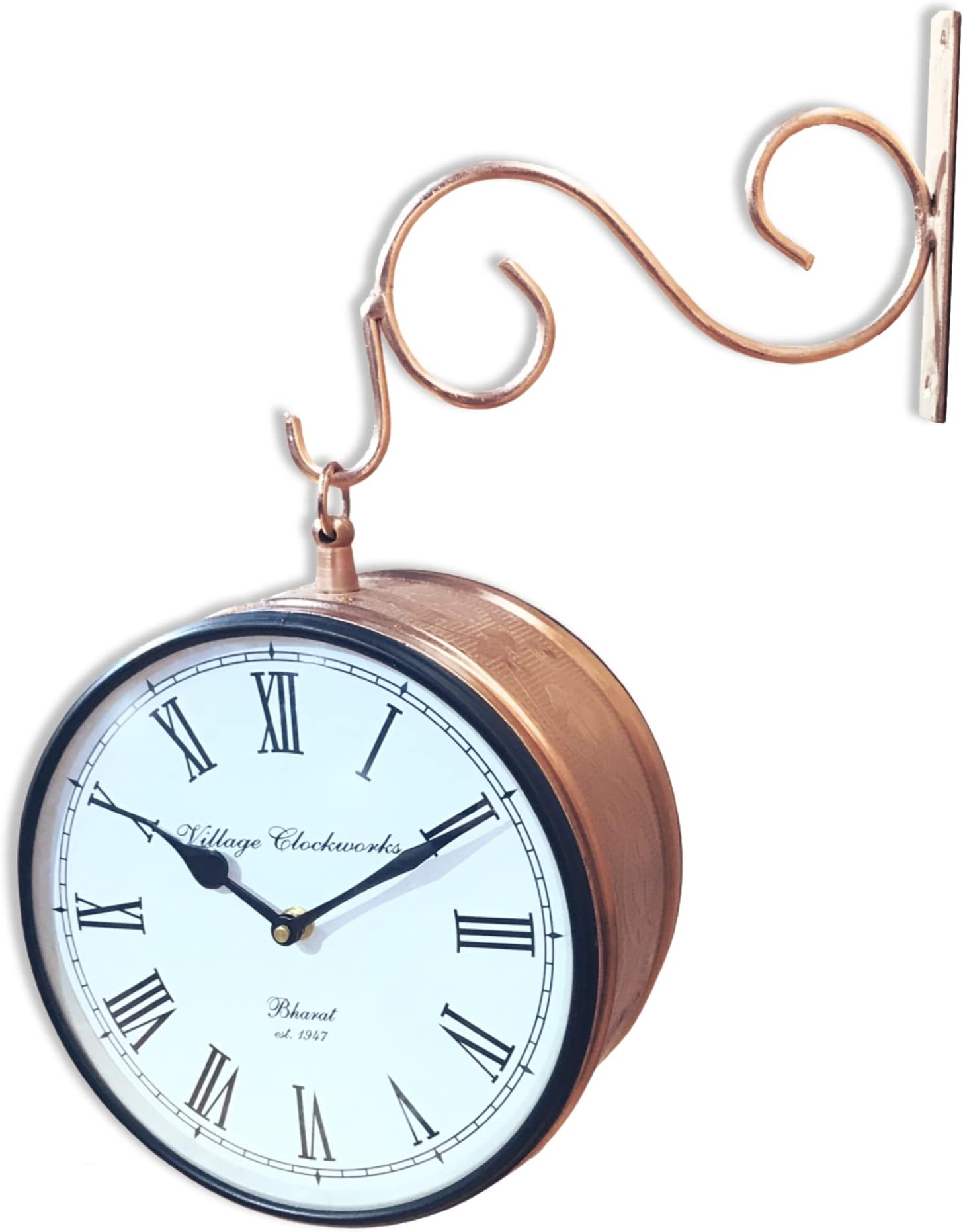 RoyalsCart Double Sided Railway Station/Platform Analog Wall Clock Standard Brown