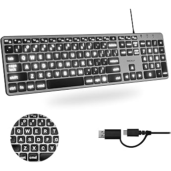 Macally Mac Wired Keyboard and a Vertical Laptop Stand for Desk, Optimize Your Workspace
