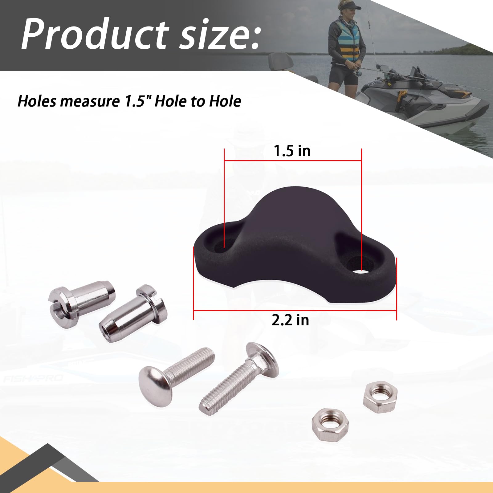 XTPTFABS Reel Seat Clamp/Rod Clamp Kit,Black,A Set,1.5 inch Center Hole