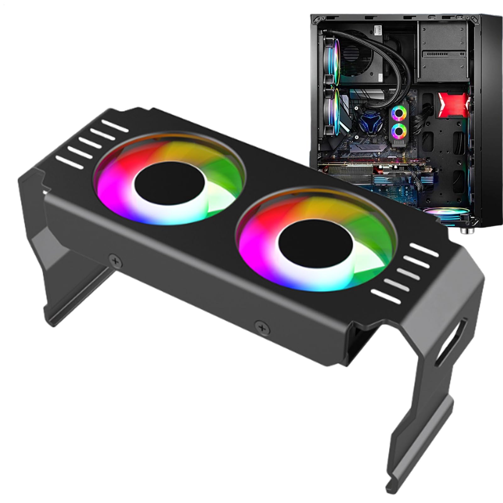 Ventilatore CPU | Radiatore a doppio ventilatore 120 mm silenzioso – Raffreddatore ad aria a illuminazione ARGB regolabile, per sala giochi, computer e casa, dissipazione di calore