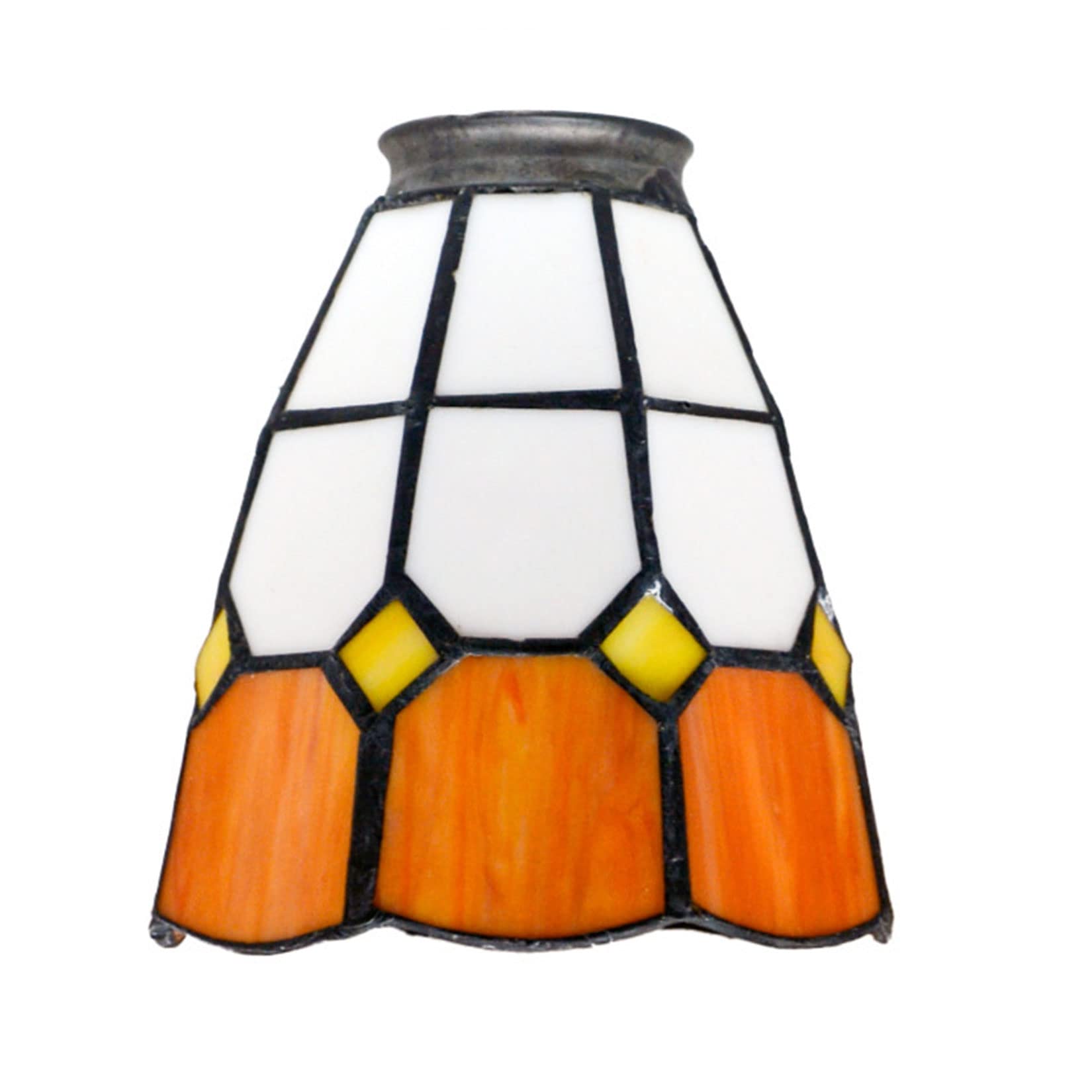 BOTOWI Tiffany Lamp Shade Replacement 5 Inch Mediterranean Stained Glass Lampshade 1-5/8-Inch Fitter Opening Only for Pendant Lamps Wall Light Ceiling Light Chandeliers Floor Lamp Table Lamp,Orange