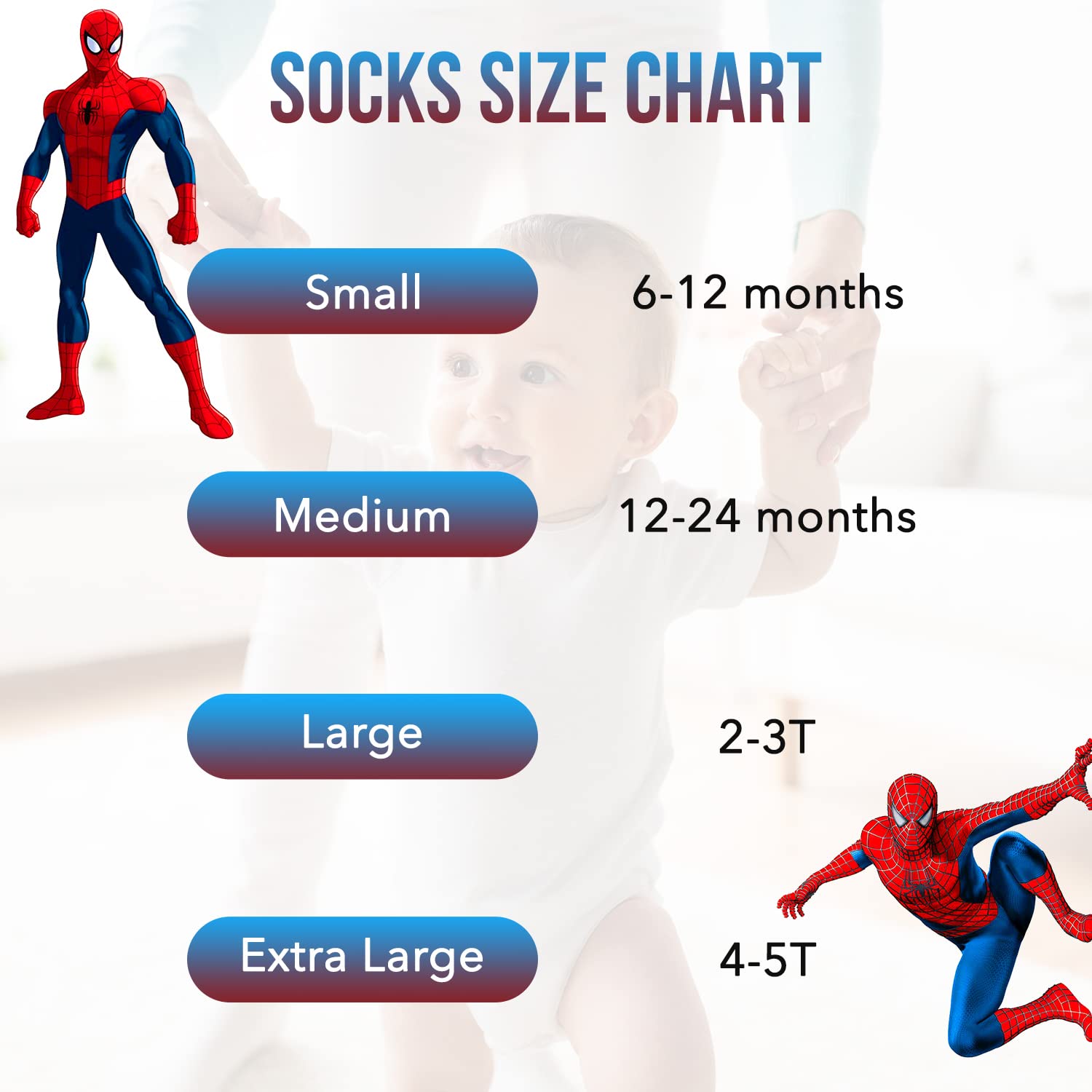 Spiderman Grip, skarpety dla małych chłopców, 10 sztuk, pająk man, maluch chwytak, niesamowity zestaw różnorodności Spiderman, różne