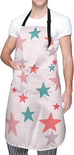 Miniatura 8 de Delantales para mujer con bolsillos, delantal de chef ajustable, correa para el cuello, delantal de cocina