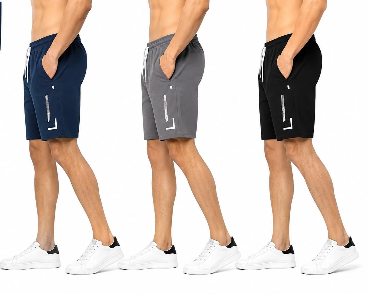 Men's Sports Shorts | Size: /XL/ | Elastic Waist | Side Pockets | Quick Dry Casual Gym Running Shorts | Pack of 3-picture-44