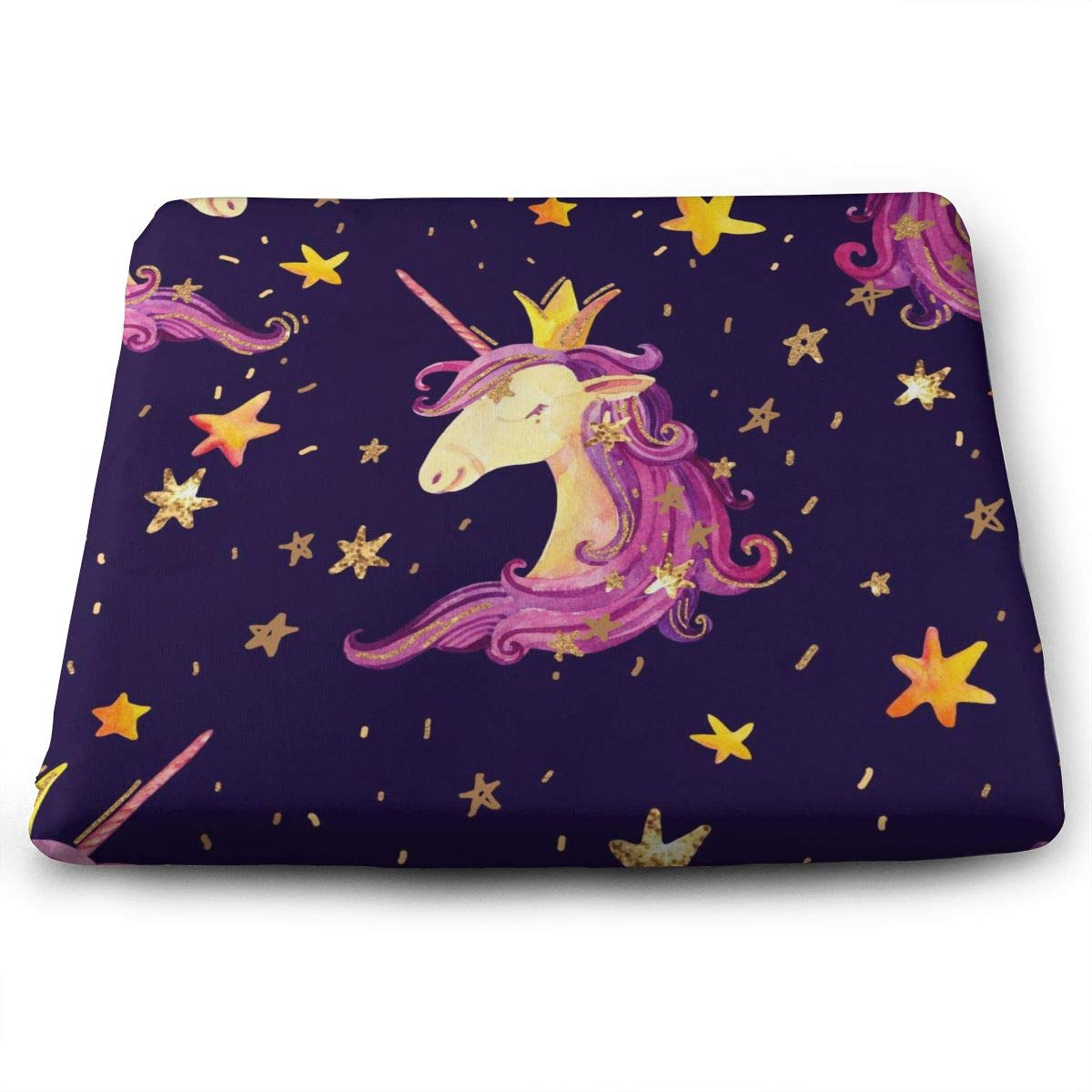 Watercolor Unicorn Cute Seat Cushion Memory Foam Dining Chair Pads Stool Butt Seat Pillow Cushions for Pressure Pain Relief Offices Wheelchairs Kitchens Cars