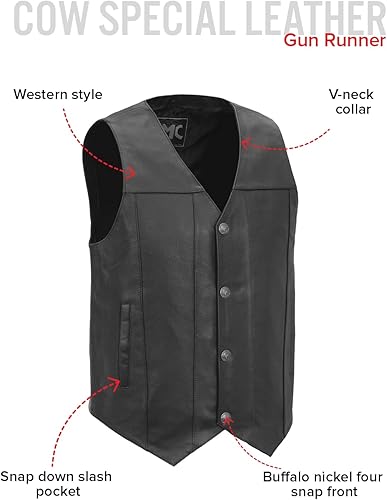 Miniatura 2 de First Manufacturing Chaleco para hombre, con botones de níquel búfalo, con bolsillos internos para armas.