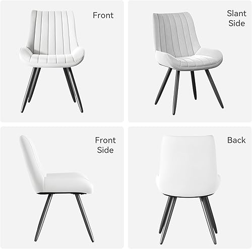 Miniatura 6 de Juego de 6 sillas de comedor Daluvenix, sillas de cocina de mediados de siglo modernas con cojín suave, sillas tapizadas cómodas de tela para Blanco