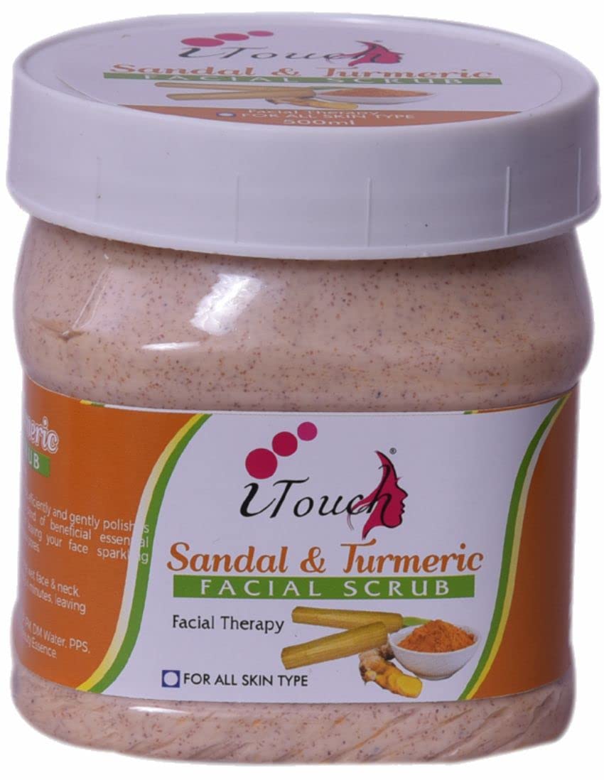 Sandal And Turmeric Scrub For Face And Body (500 Ml) || For Glowing Skin, Hydrates Skin, Clear Pigmentation, Remove Dead Skin Cells & Radiant Complexion | All Skin Types