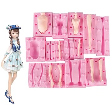 7 Packs Dolls Body Leg Arm Model Man Lady Girl Child Body Silicone Fondant Molds Aromatherapy Plaster Clay Mold Chocolate Biscuit Sugar Craft Mould DIY Cake Decorating Supplies Baking Tools