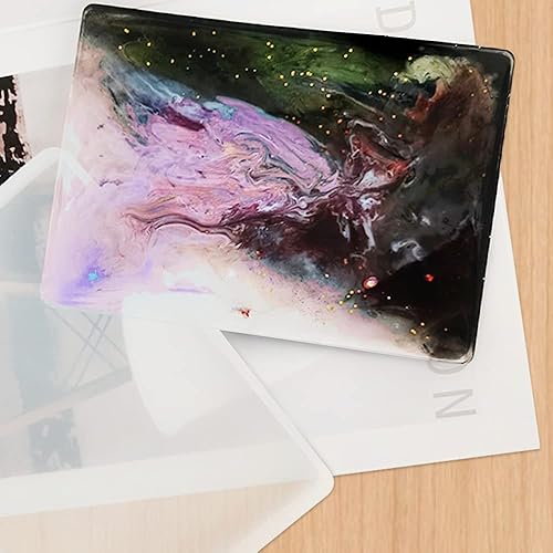 Miniatura 6 de findTop 3 moldes de silicona con 2 pinzas, incluye molde redondo, rectangular y en forma de corazón para posavasos decorativos de bricolaje