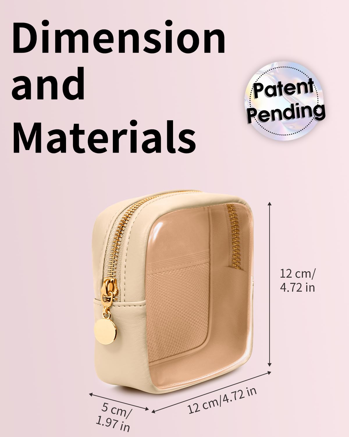 Clear Makeup Bag for Handbag Mini Make Up Bag for Purse Small Makeup Pouch for Women Small Cosmetic Bag with Slip-in Pockets Vegan Leather - Image 3