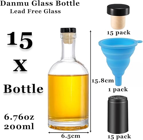 Miniatura 2 de Danmu Botellas de vidrio, botellas de vidrio pequeñas de 6 onzas, botellas de vidrio con corcho, botellas de vino, botellas de salsa, cápsulas