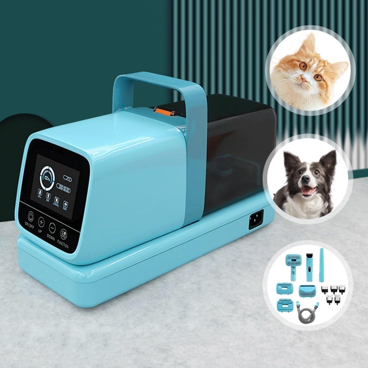 Aspiradora de aseo para perros, kit de aseo para perros, cortaúñas para perros, cepillo de aseo para perros con 5 herramientas de aseo para mascotas, removedor de pelo de bajo ruido,