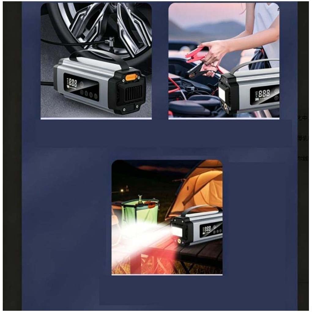 Jump Starter 600A Compressore D'aria 150PSI Auto per batteria Jump(6000mAh) | Corrente di picco 600 A, avvia motori a benzina/diesel, pressione massima 150 PSI, luce LED, ricarica USB-C