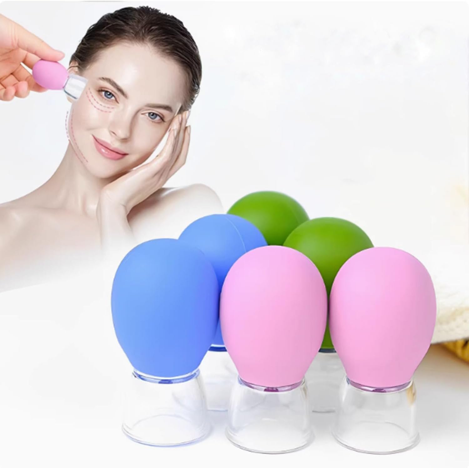 Luzly Face Cupping Set Anti Aging 6 Pcs Vacuum Negative Pressure Walking Face Cupper Facial Cupping gua sha Vacuum Suction Cupping Cups Anti Wrinkle for face and Body