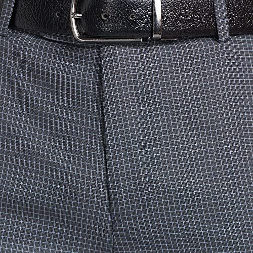Image of Raymond Men's Polyviscose Blend Checks Pattern Slim Fit Flat Front Formal Trouser