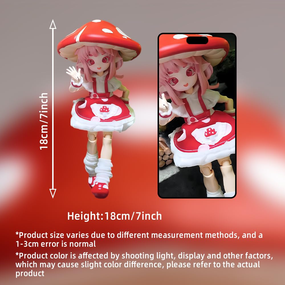 niannyyhouse BJD Blindbox-Figur, Maßstab 1:12, Ballgelenkpuppe mit Kleidung, Pilzmädchen-Serie, bewegliche Sammelfigur, Anzieh-Actionfigur (6 Stück)