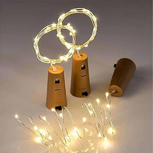 Lexton Wine Bottle Cork Lights – 20 LEDs Copper Wire String Lights | Battery Operated Fairy Lights for Bottle, DIY, Home, Party, Wedding, Diwali...