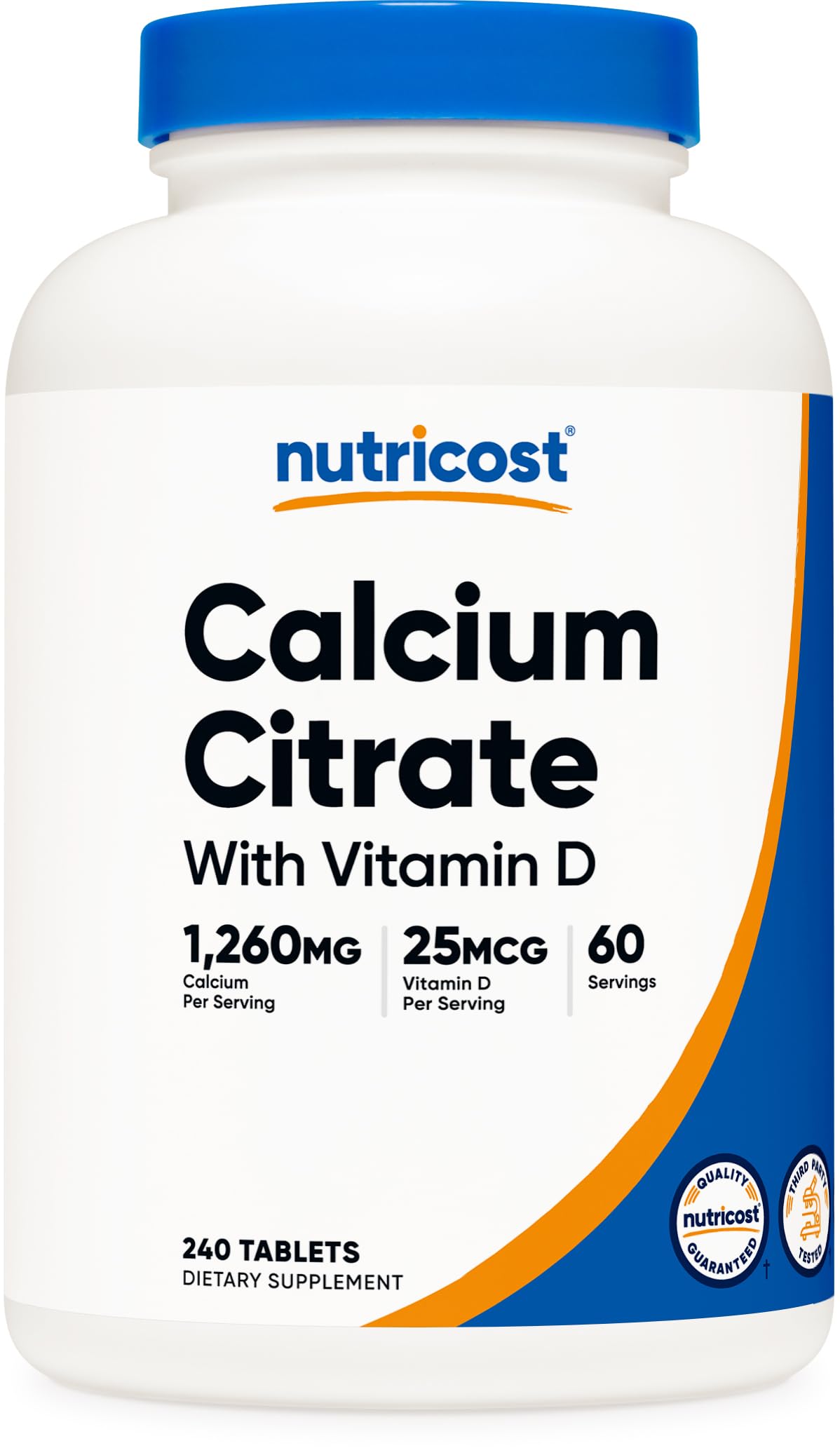 Nutricost Calcium Citrate (1,260mg) with Vitamin D (25mcg) 240 Tablets