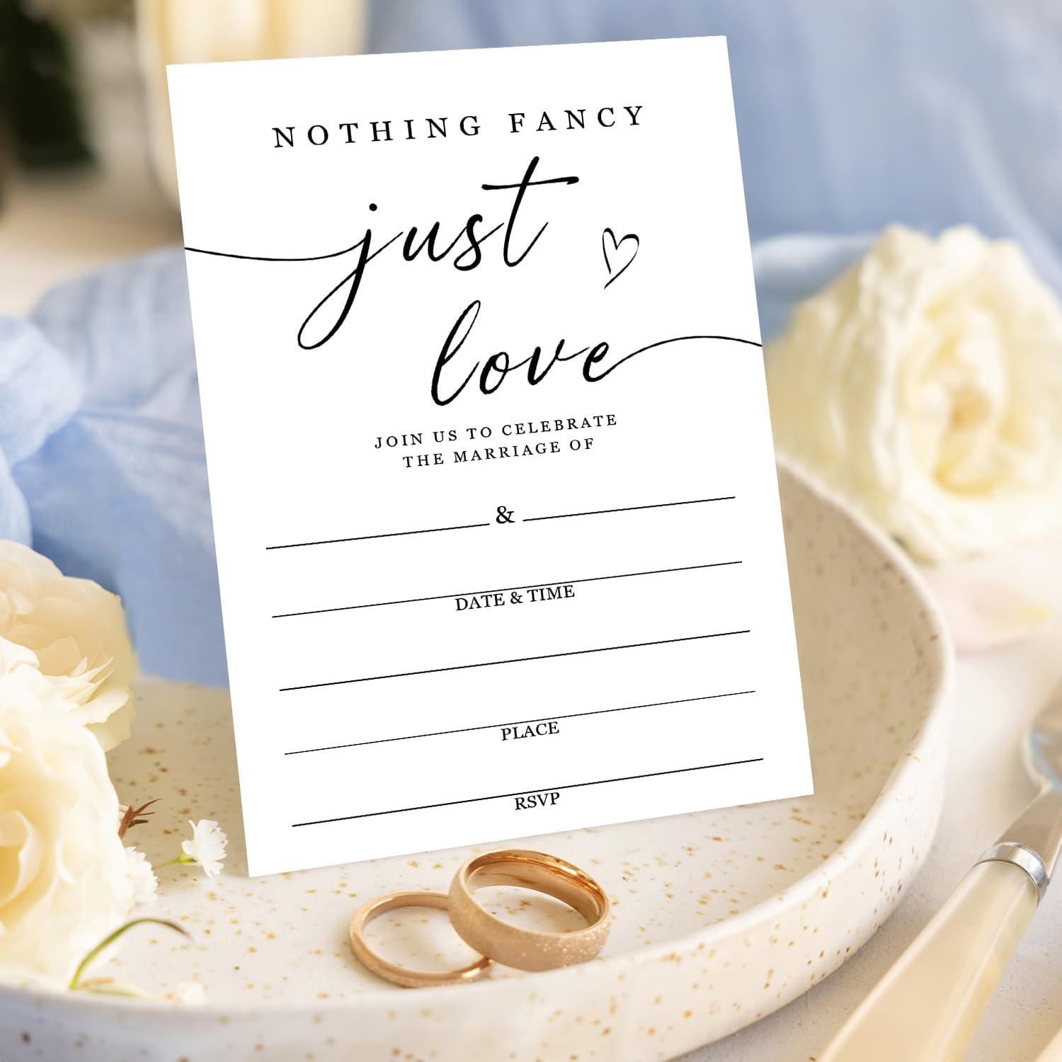 Minimalism Wedding Invitations Cards for Mr & Mrs Ideal for Weddings Bridal Shower Black and White Invites Party Favor & Supplies Double-Sided Fill In Style 25 Pcs with Envelopes - FS636
