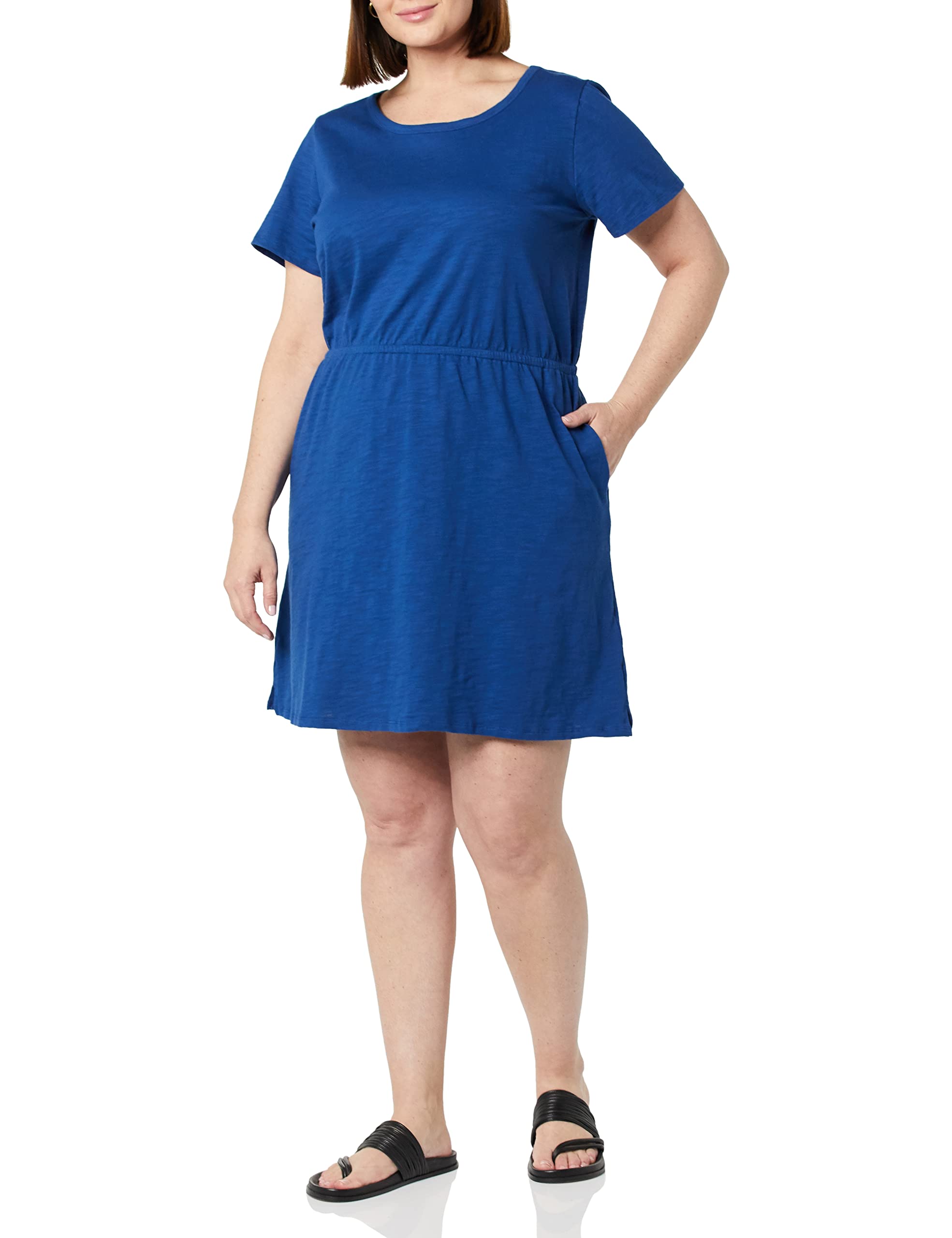 Women's Short Sleeve Elastic Waist Cotton Jersey Minidress