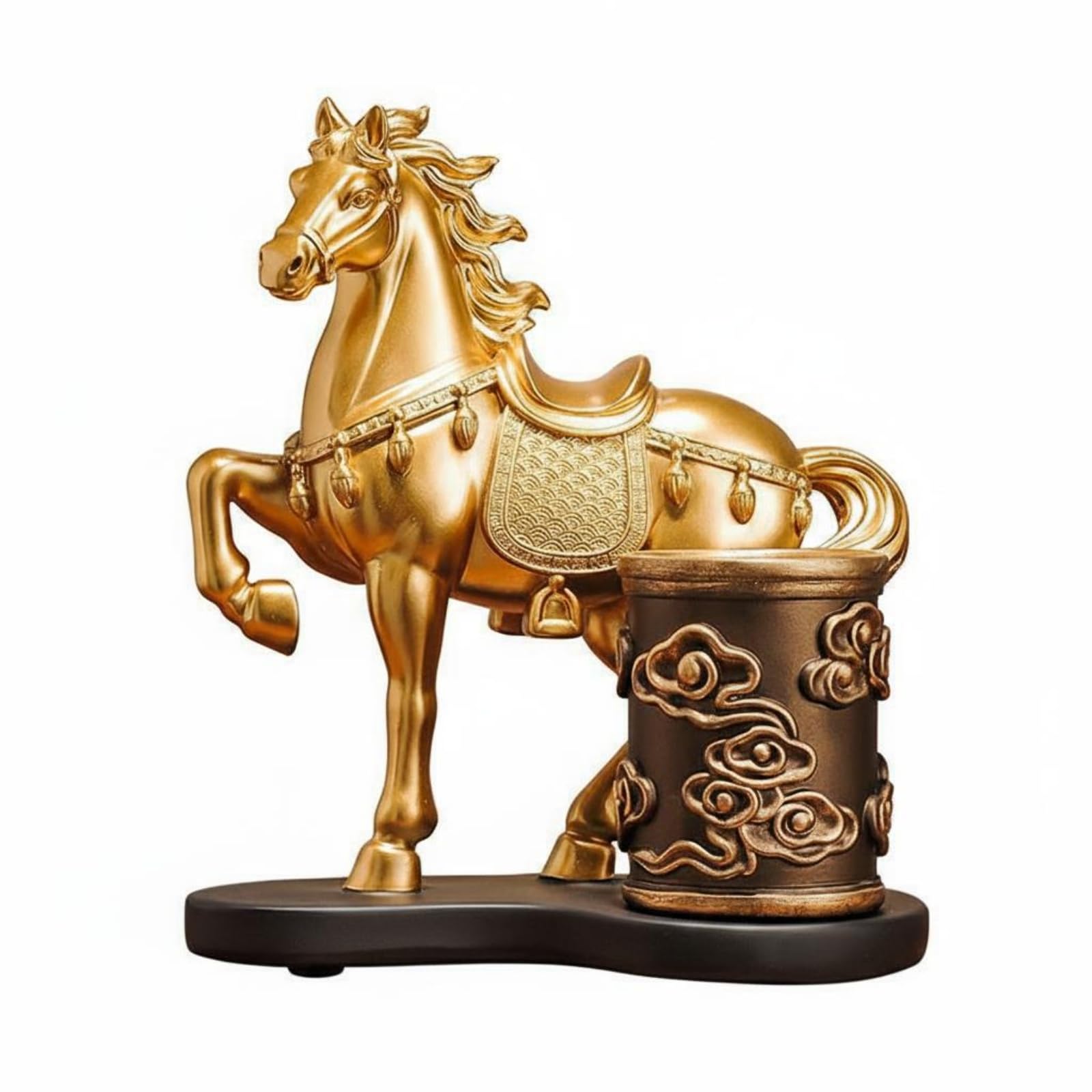 Stifthalt Geschenkidee Pfdefigur mit Bech hochwtige Dekoration Deko für Lehr, Vorgesetzte, Büro, Arbeitszimm, Gold