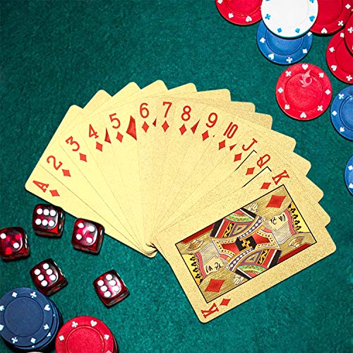 3 Decks Spielkarten, Folien-Pokerkarten, Deck mit 24 Karat Gold, Diamantfolie, Pokerkarten, wasserdichte Kunststoffkarten mit Geschenk-Box, Spiel-Werkzeuge für Familienspiel-Partys, cooles – Bild 7
