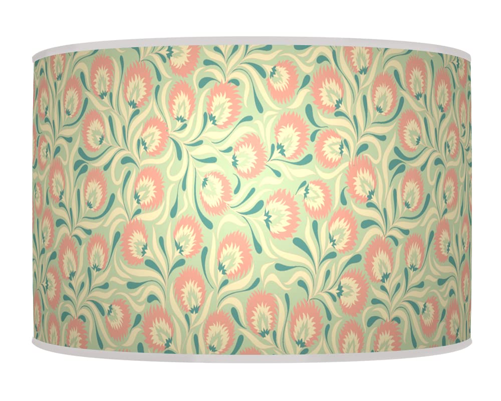 New Floral lampshade Pastel Green Pink Ceiling Light Drum Lamp Shade Floor Table or Ceiling Pendant Light Shade dz229 (40cm(16")
