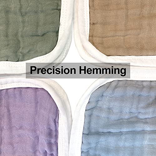 Image of Baby Washcloth 4 Pack Muslin Baby Washcloths Super Soft Newborn Bath Face Towels Cotton Reusable Wipes (4 Color)