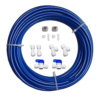 Malida RO Water Systems Ice Maker Kit 1/4" for Reverse Osmosis Systems and Water Filters Blue Water Pipe