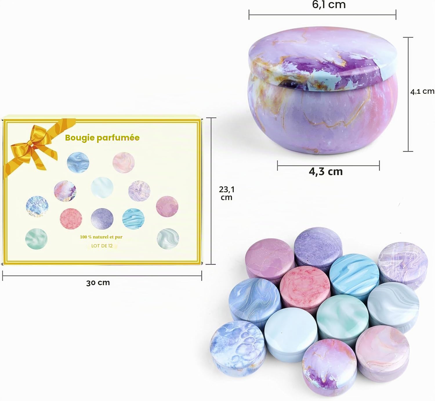 Coffret Cadeau de Bougies Parfumées - Lot de 12 Bougies pour la Maison - Set de Bougies d'Aromathérapie en Cire de Soja à Longue Durée - Cadeaux d'Anniversaire pour Femmes - Idées Cadeaux de Noël
