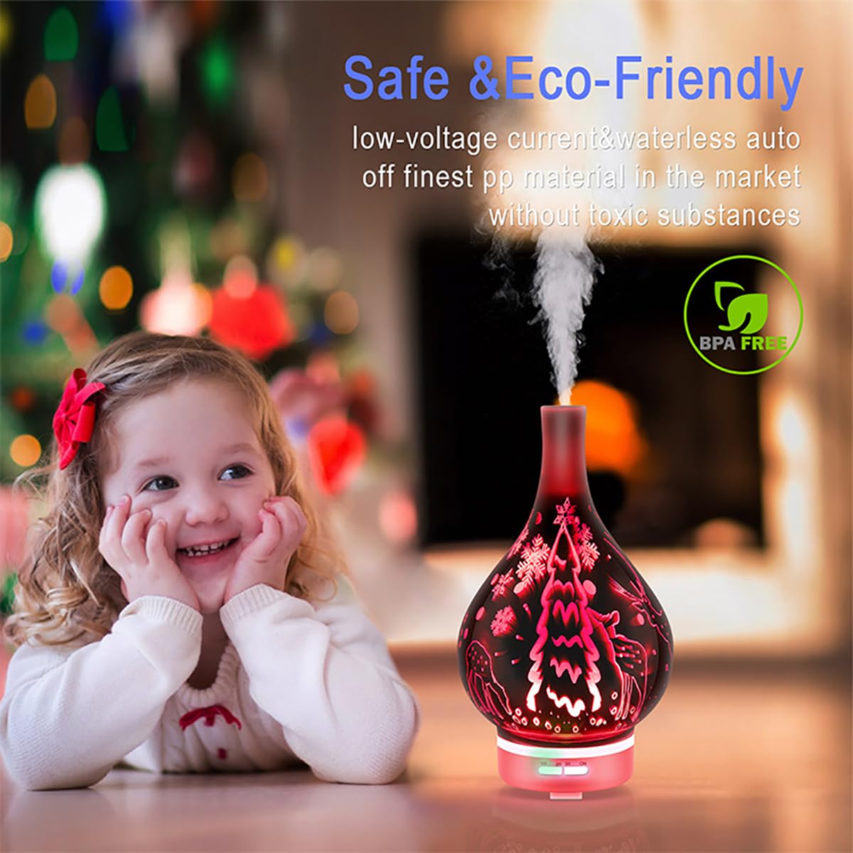 Diffusore di oli essenziali da 120 ml, diffusore di aromaterapia ad ultrasuoni in vetro 3D, diffusore di aromi con nebbia fredda, umidificatore silenzioso, per dormire, yoga, ufficio, lavoro, spa B
