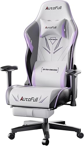 AutoFull C3 - Silla ergonómica para videojuegos, silla de computadora con cojín ergonómico sin alas, silla de oficina de piel sintética con almohada