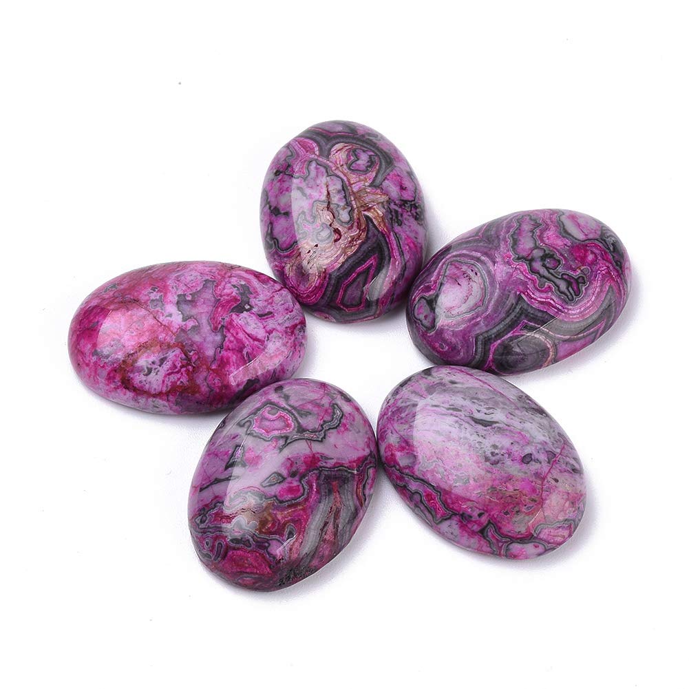 Fashewelry 20Pcs Natural Oval Purple Ripple Jasper Flat Back Gemstone Cabochons 25x18mm Healing Chakra Crystal Stone Bead Cab Covers No Hole for Jewelry Craft Making