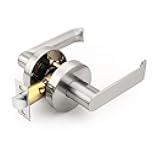 Lepushom 1 Pack Satin Nickel Closet Door Lock, Keyless Door Levers, Passage Door Handle for Hallway and Laundry, Modern and Sturdy, Heavy Duty
