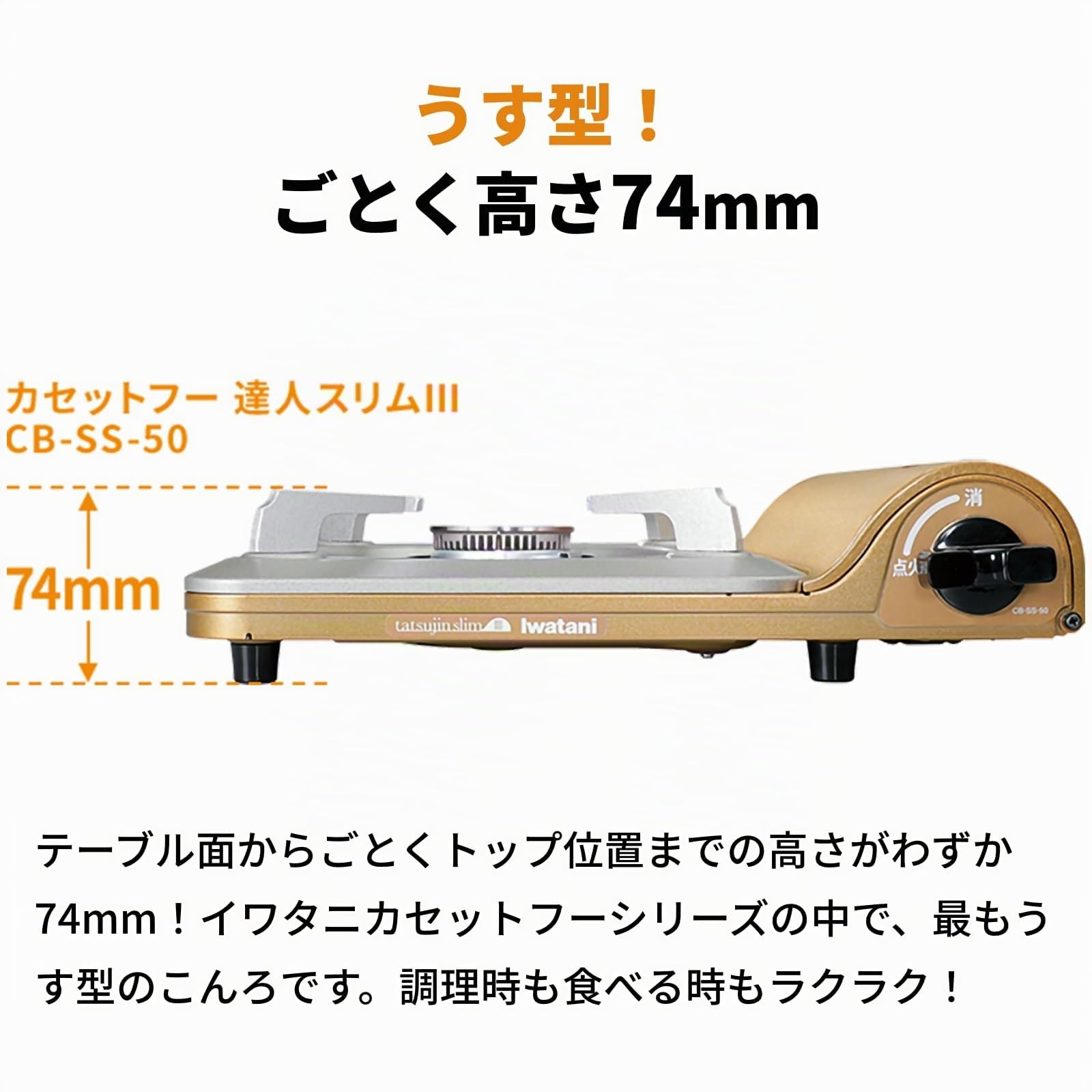 Iwatani - Placa de cocción de gas TATSUJIN Slim III CB-SS-50