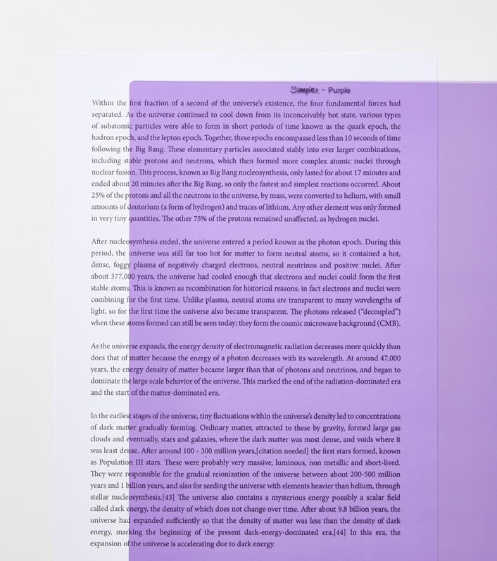 A3 reading aid coloured overlays for Dyslexia & Irlem Syndrome 12 Colours (Purple)