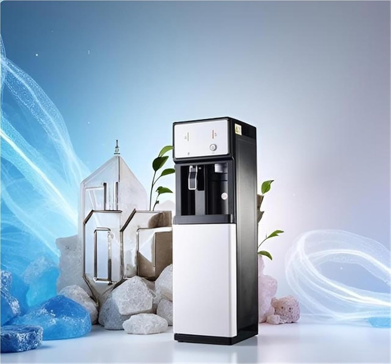 MESOVFCA Freestanding Mains Fed Unit Floor Standing Water Cooler Ice and warm Dual Function Ideal for Home Office Water Tea Coffee Drinking fountain,001,105cmx31cm