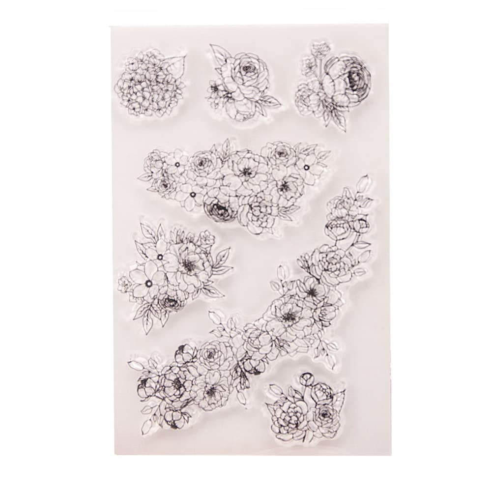 Bianriche Timbro in silicone trasparente Fiori Farfalla Sfondo