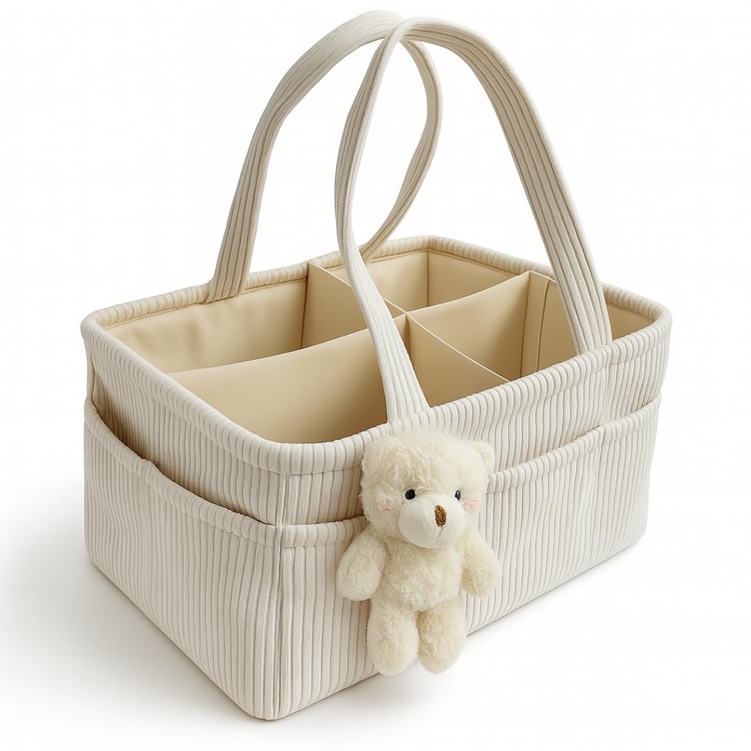 Wickeltasche Organizer Aus Baumwollschnur - Tragbarer Wickelkorb Mit Wechselbaren Fächern