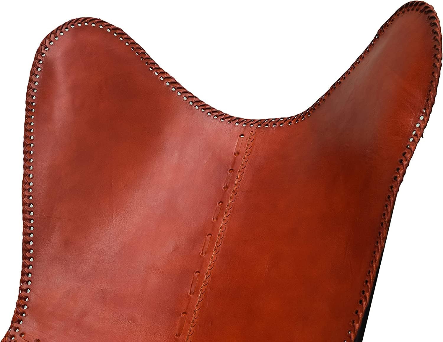 Shy Shy Let’s Touch The Sky Leder_artesanía Present by Handmade Tan Leather Arm Chair Cover Leather Butterfly Chair Home Decor (1) (TAN_Complete Chair)