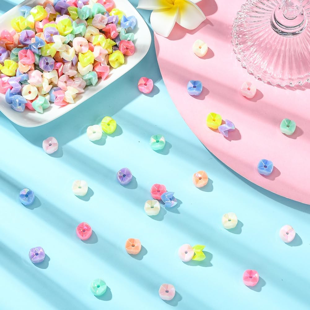 SUNNYCLUE 1 Box 200Pcs Wave Beads Acrylic Spacer Beads Bulk Plastic Colorful Opaque Small Wavy Random AB Colors Cute Loose Spacers for Jewelry Making Bracelet Necklace DIY Crafts Accessories Keychain - Image 3